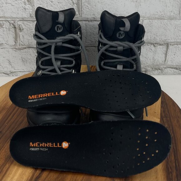 Merrell Dry Select Womens Sz. 7 Black Leather Vibram Hiking Ankle Boots J32090 - Picture 10 of 11